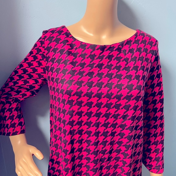H&M Hot Pink Black Houndstooth Long Sleeve Dress ASO GLEE Blogger favorite S - Picture 5 of 8